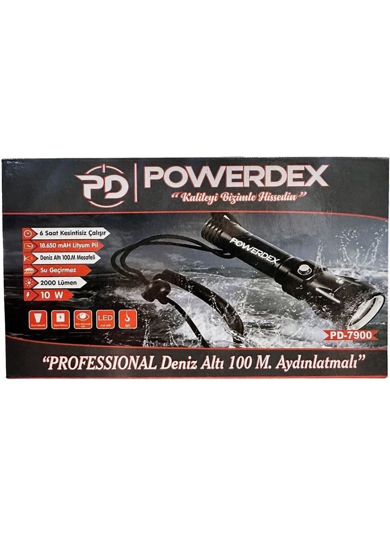 Powerdex PD-7900 Rechargeable Underwater Diving Flashlight 10W 2000 Lumens  - Image 3