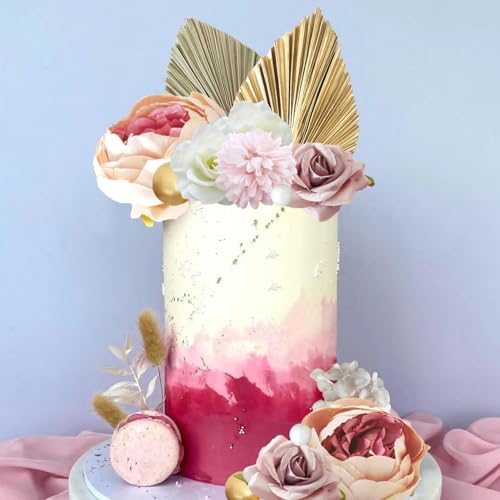 LEFUBABY 32 PCS Boho Cake Topper Flower Palm Leaves Cake Decorations for Bohemian Wedding Baby Shower Birthday Party Supplies (Boho) - Image 4