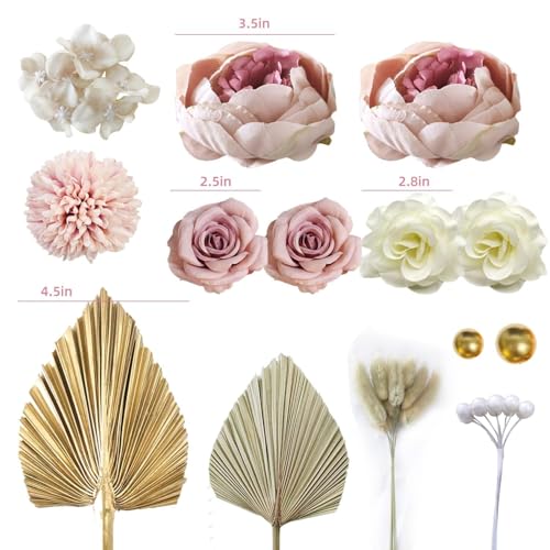 LEFUBABY 32 PCS Boho Cake Topper Flower Palm Leaves Cake Decorations for Bohemian Wedding Baby Shower Birthday Party Supplies (Boho) - Image 2