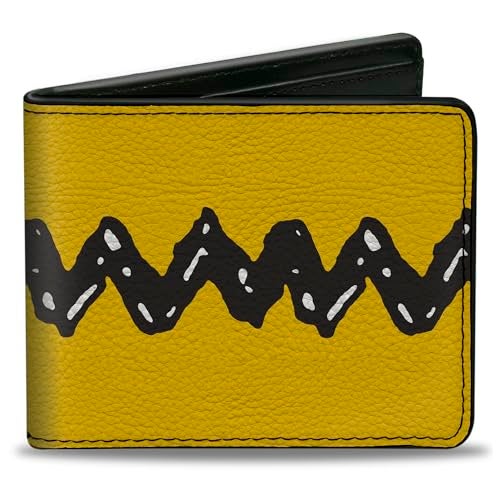 Buckle Down BuckleDown Peanuts Worldwide LLC Wallet Bifold Peanuts 75th Charlie Brown Zig Zag Stripe Yellow Black Vegan Leather - Image 1