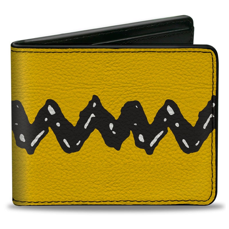 Buckle Down BuckleDown Peanuts Worldwide LLC Wallet Bifold Peanuts 75th Charlie Brown Zig Zag Stripe Yellow Black Vegan Leather - Image 2