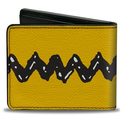 Buckle Down BuckleDown Peanuts Worldwide LLC Wallet Bifold Peanuts 75th Charlie Brown Zig Zag Stripe Yellow Black Vegan Leather - Image 3