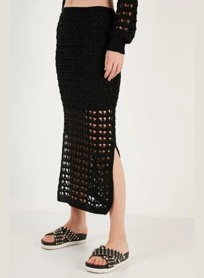 ليلا تنورة ليلا محبوكة بفتحة مفتوحة