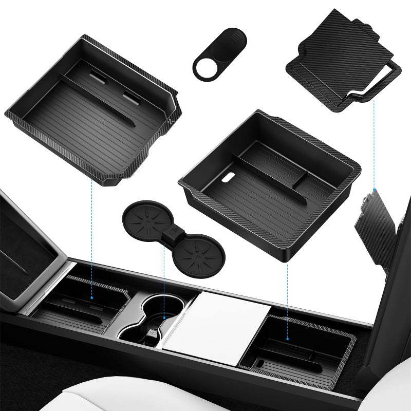 XINTUO Center Console Organizer Tray for Tesla Model Y Juniper Accessories 2025 2026For Tesla Model 3 Highland Accessories 2024Cup HolderHidden Storage Box  Armrest Drawer Organizer