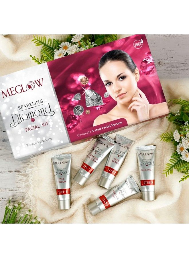MEGLOW Beauty Combo For Women Pack Of 3 Diamond Kit Facial Kit (105G) With With Complete 5 Steps Facial System For Prompt Radiance ;; Gold Bleach Cream ((2)50G Each) - Image 5