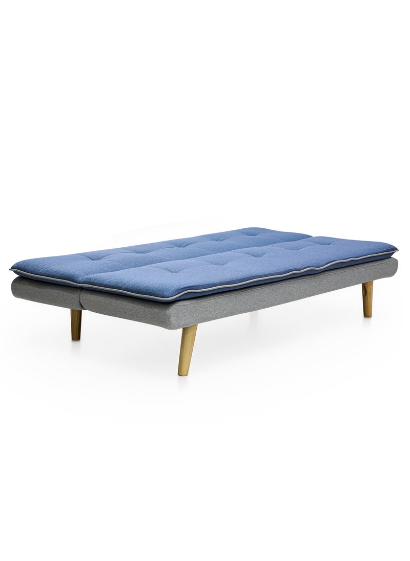 Multi Home Furniture Modern Design MH-111sb-blue&grey SOFA CUM BED OR 3 Seater Sofa Soft PU velvet 3-Seater Sofa,Made of finiest fabric sofa AND wooden legs cum bed is Foldable Futon Bed for Living Room –(blue& grey)  - Image 3