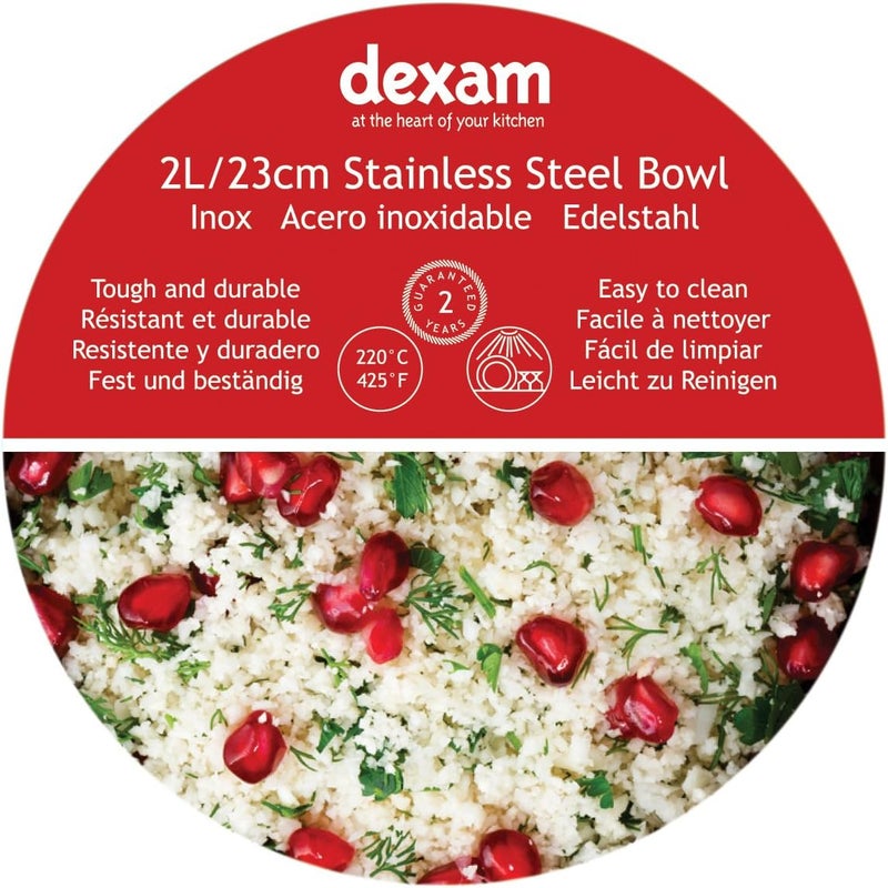 Dexam 17830425 Stainless Steel mixing bowl, 2.0 Litre, Silver - Image 3