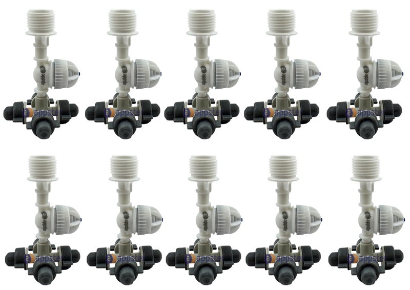 APPSTER 25pcs 4-Way Fogger Assembly Complete 1/2" Threaded with Anti-Drip Check Valve for Garden, Greenhouses, Mist Cooling, Stable & Poultry Farm- 25pcs - Image 1