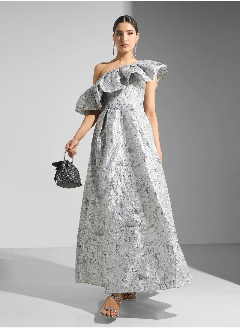 True Decadence One Shoulder Ruffle Detailed Maxi Dress