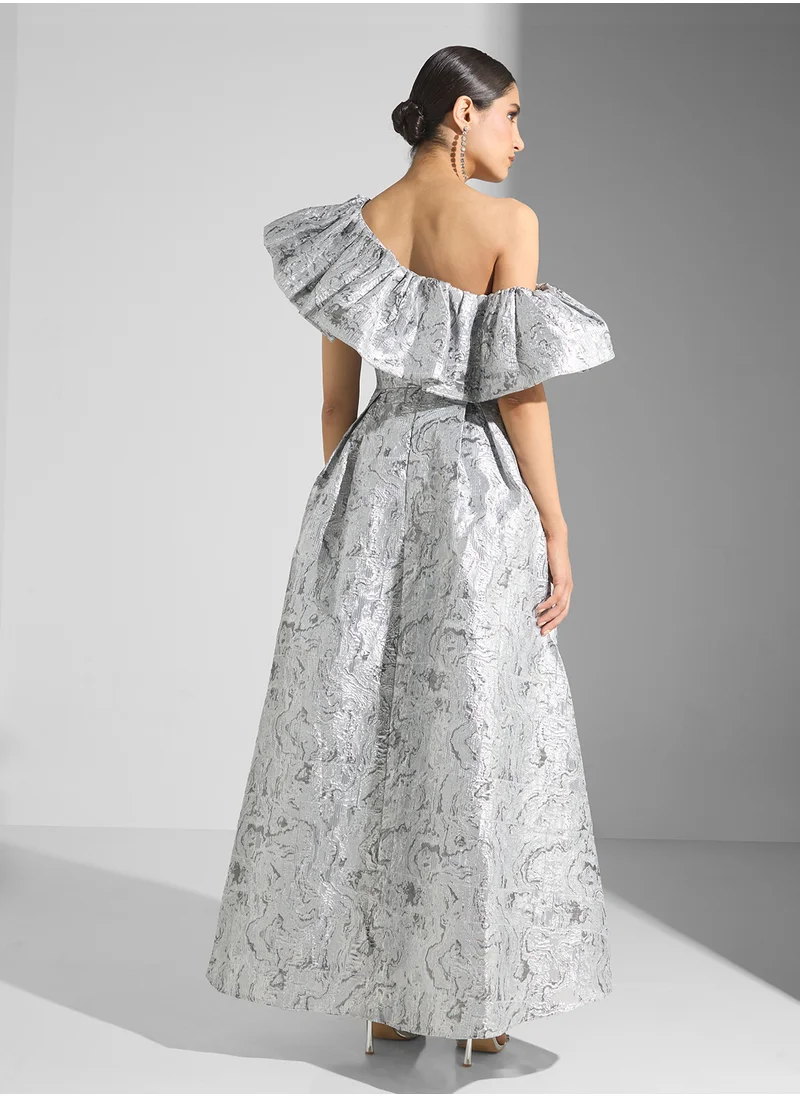 True Decadence One Shoulder Ruffle Detailed Maxi Dress