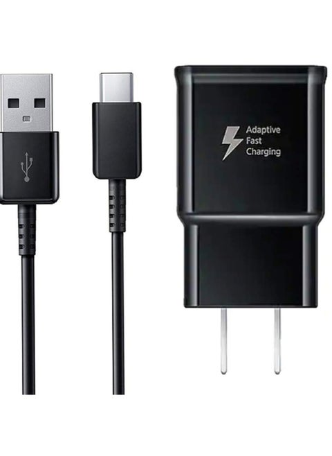 3 Pin Fast Charger 9V 1.67A or 5V 2A with USB Type C Cable for S10 / S10 Plus - Black, USB