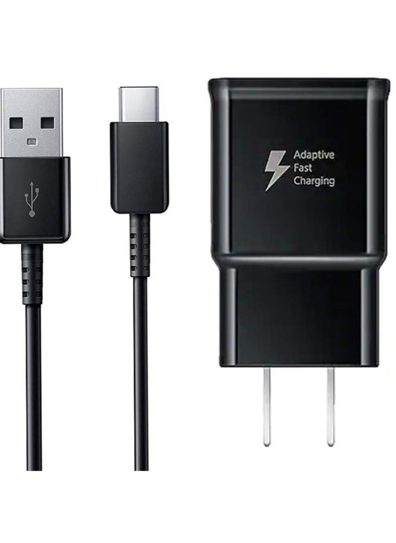 Generic - 3 Pin Fast Charger 9V 1.67A or 5V 2A with USB Type C Cable for S10 / S10 Plus - Black, USB - Image 1