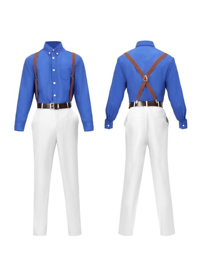 Men's US Size Kento Nanami Cosplay Costume Suit with Tie Suspender Glasses Uniform (X-Large)