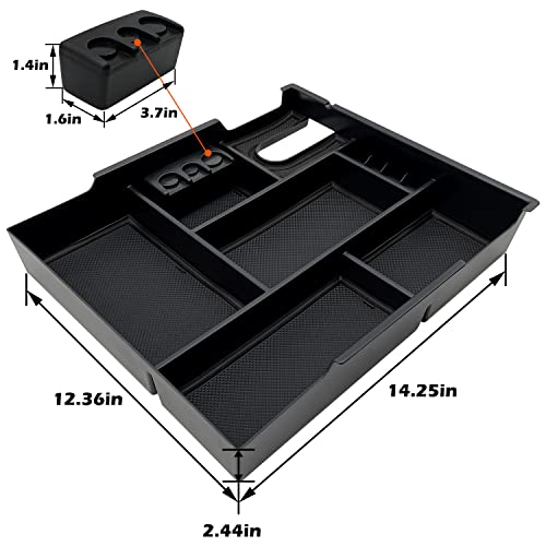 JOJOMARK Compatible with Toyota Tundra Accessories Center Console Tray Organizer for Tundra 2014-2020 2021 Insert ABS Armrest Box Secondary Storage (Black) - Image 4