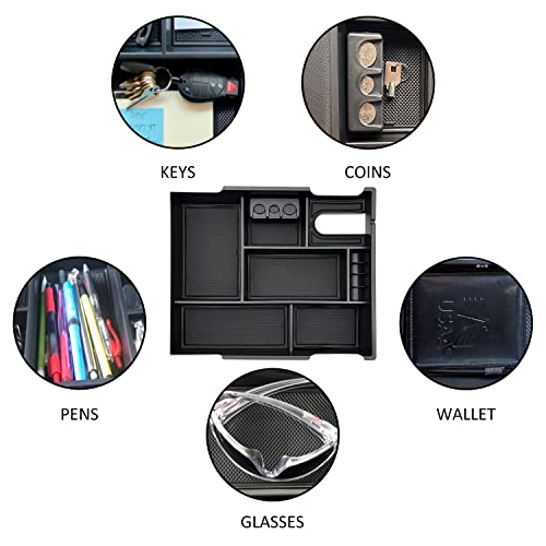 JOJOMARK Compatible with Toyota Tundra Accessories Center Console Tray Organizer for Tundra 2014-2020 2021 Insert ABS Armrest Box Secondary Storage (Black) - Image 5