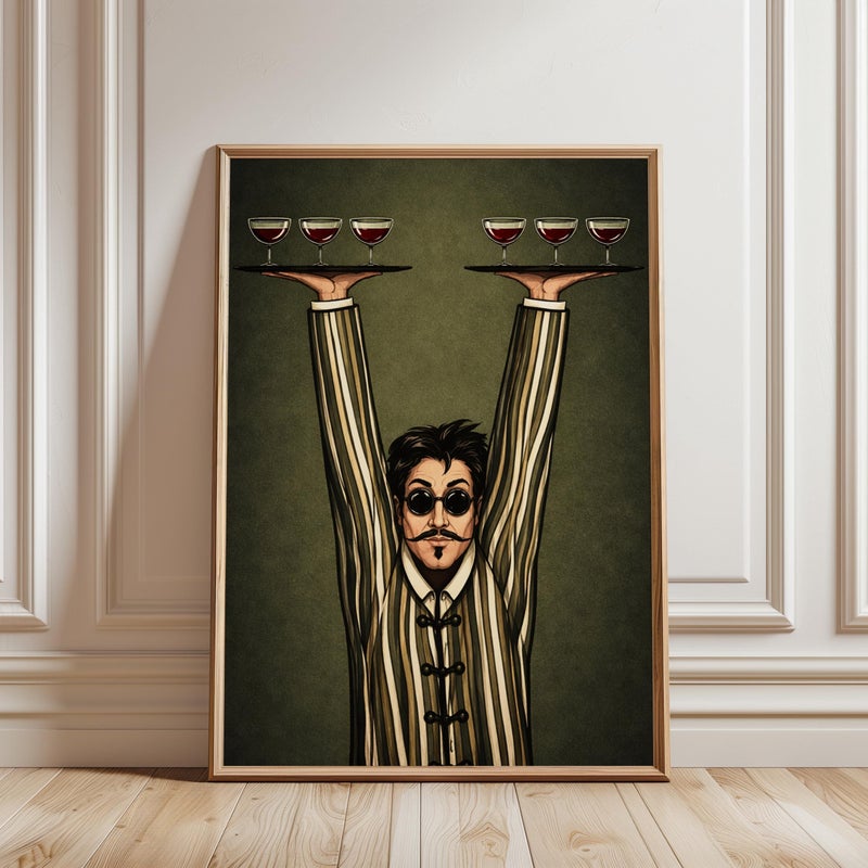 TNESSENTIAL Art Deco Cocktail Waiter Poster: Vintage Bar Wall Art for Speakeasy Lounge Decor - Image 1