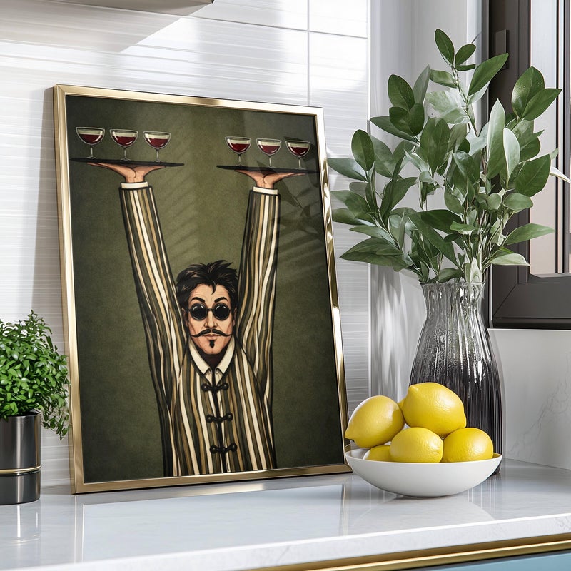 TNESSENTIAL Art Deco Cocktail Waiter Poster: Vintage Bar Wall Art for Speakeasy Lounge Decor - Image 2