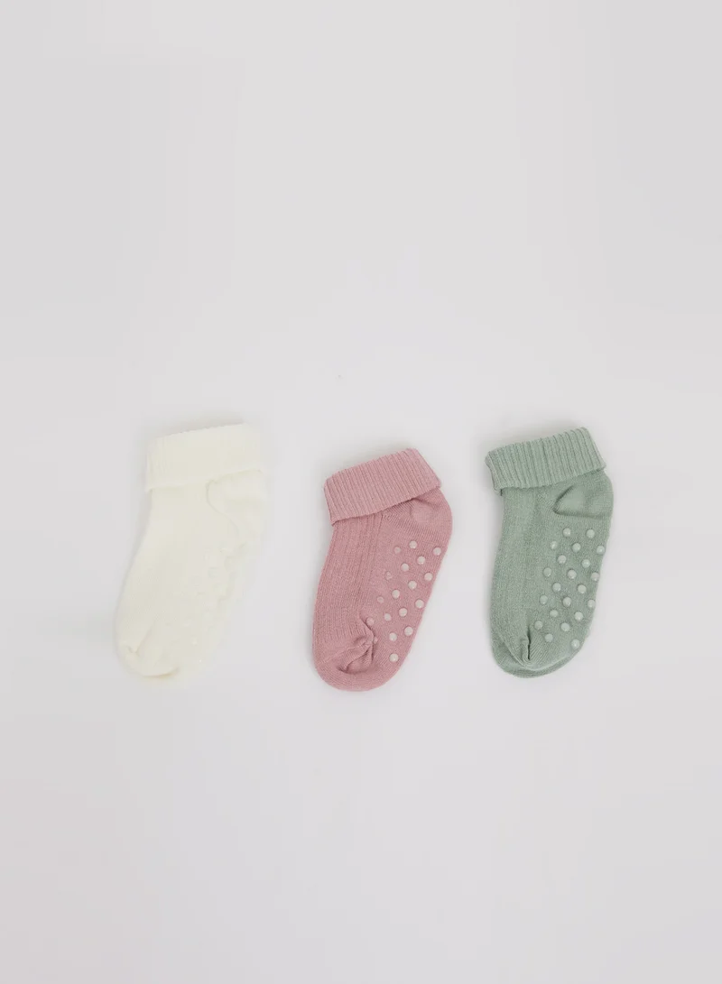 ديفاكتو 3-Pack Anti-Slip Sole Cotton Long Socks