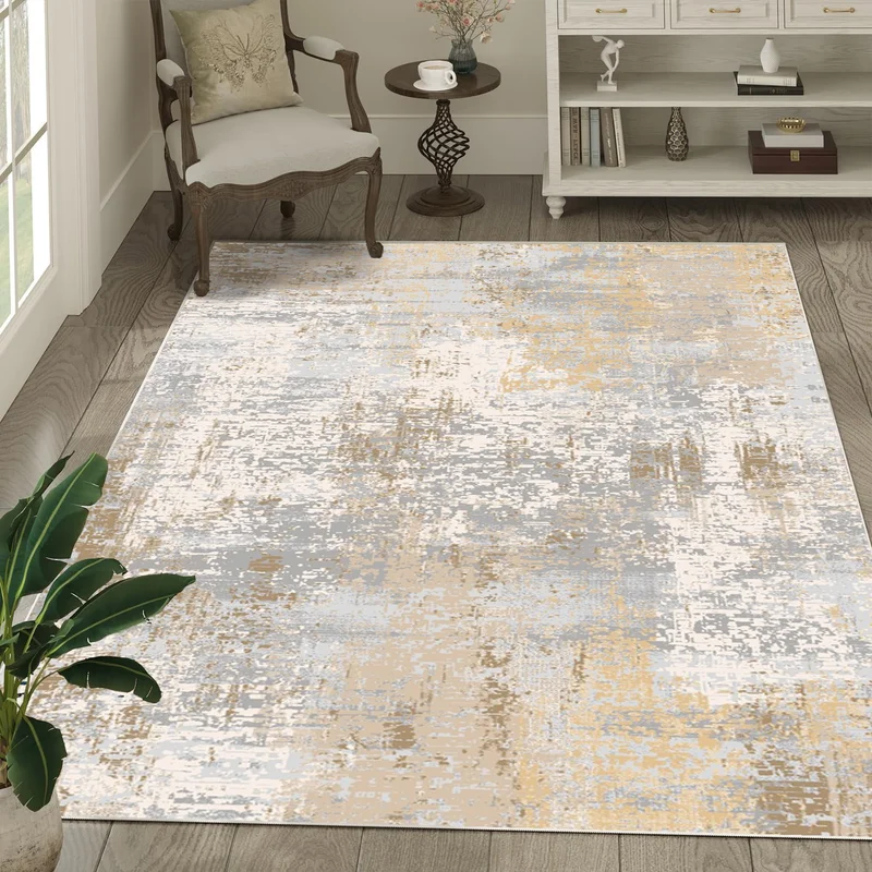 فايند Washable Carpet Kitchen Non-Slip Dod Base Stain-Proof Home Carpet Beige