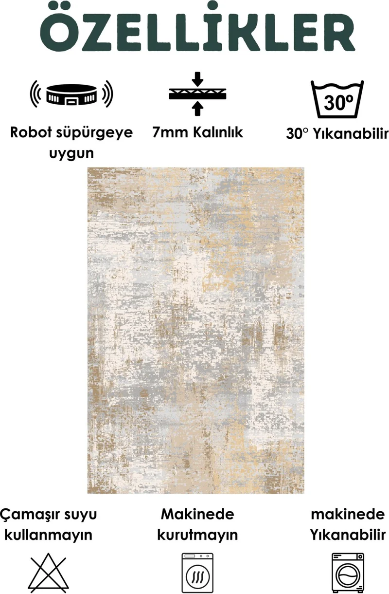 فايند Washable Carpet Kitchen Non-Slip Dod Base Stain-Proof Home Carpet Beige