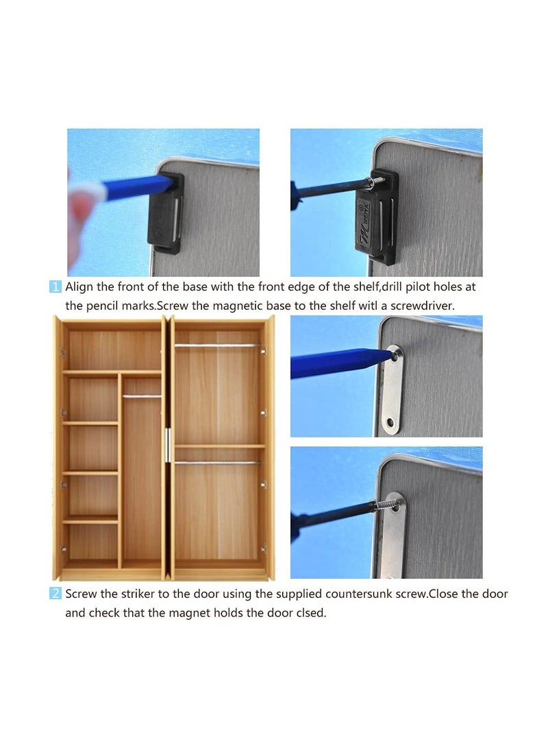 KASTWAVE Magnetic Door Catch, High Magnetic Plastic Heavy Duty Latch, for Kitchen Bathroom Cupboard, Wardrobe Closet Closures Cabinet Door Drawer Magnets with Screws Included (12Pack, Black) - Image 5