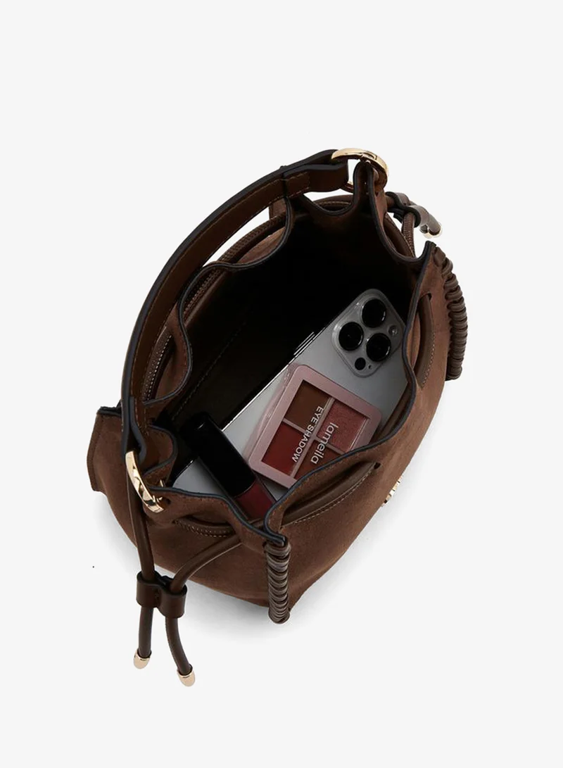 Celeste Suede Bucket Bag With Detachable Strap