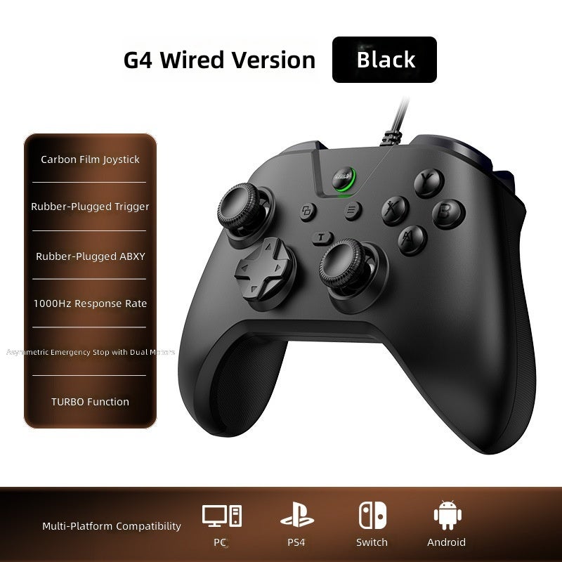 يد تحكم سلكية G4 لأجهزة PS4/PC/Switch/Android مع إضاءة RGB واهتزاز ومشغلات هول