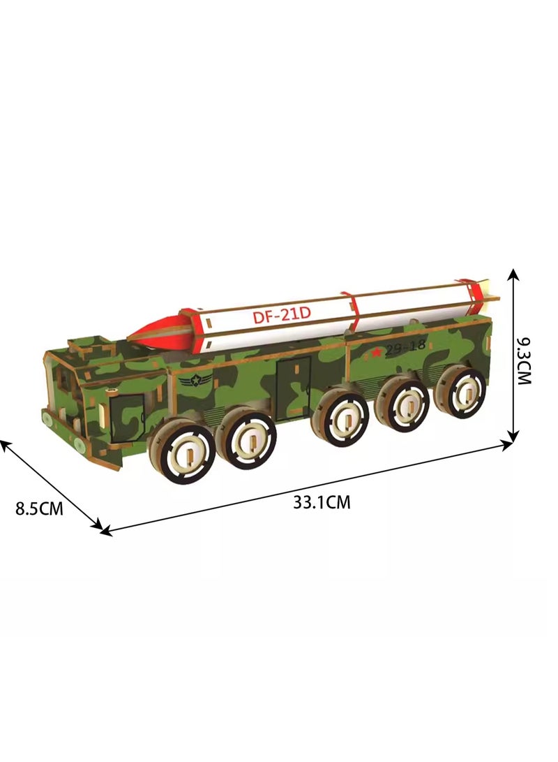 Wooden Puzzle 3D Model Building Blocks Assembly Toys For Boys (Dongfeng 21D) - Image 2