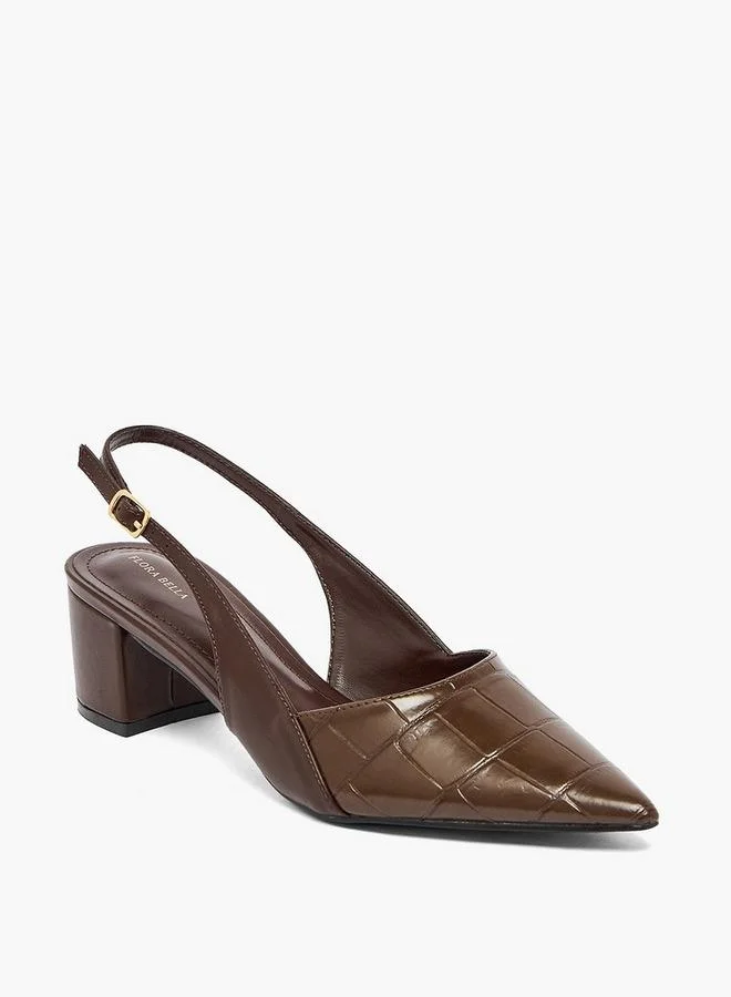 Flora Bella By Shoexpress BROWN Women Textured Block Heel Pumps for Women | Best Price UAE