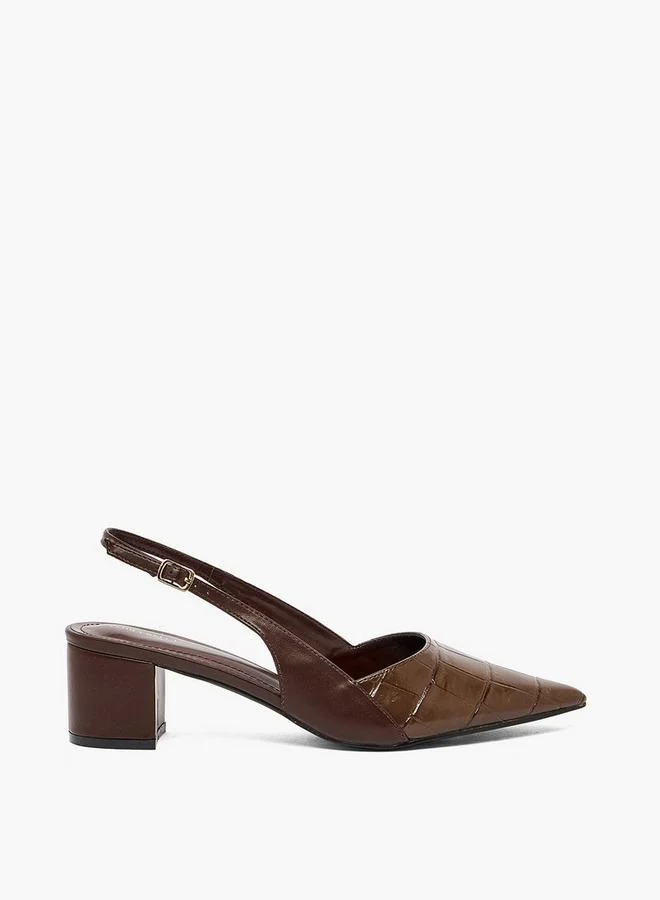 Flora Bella By Shoexpress BROWN Women Textured Block Heel Pumps for Women | Best Price UAE