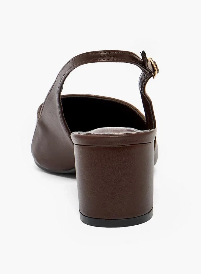 Flora Bella By Shoexpress BROWN Women Textured Block Heel Pumps for Women | Best Price UAE