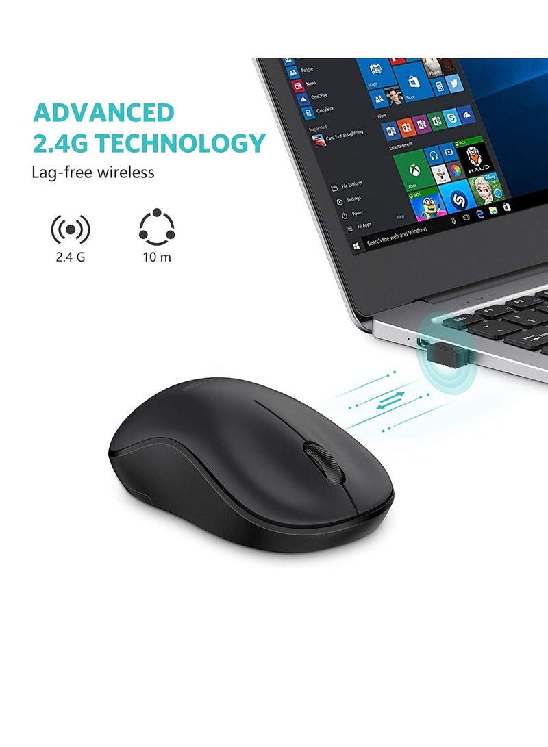 Wireless Mouse, 2.4G Wireless Computer Mouse with Nano Receiver for PC, Laptop, Computer, Desktop with Windows XP/7/8/10/Vista, Black - Image 3