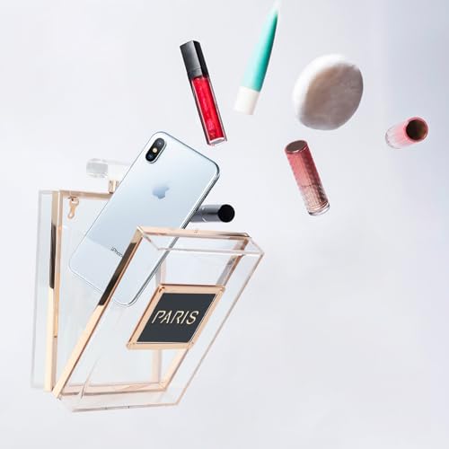 WJCD Clear Purses for Women Paris Perfume Shaped Clear Purse Evening Bags Vintage Banquet Handbag (Transparent) - Image 4