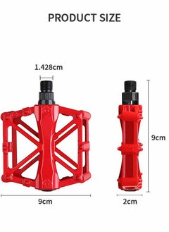 GROIC Mountain Road Bicycle Flat Bike Pedals 9/16 for MTB with 16 Anti-Skid Pins -Universal Lightweight Aluminum Alloy Platform Pedal-Red  - Image 5