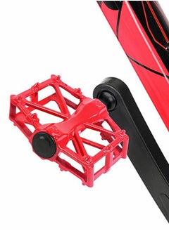 GROIC Mountain Road Bicycle Flat Bike Pedals 9/16 for MTB with 16 Anti-Skid Pins -Universal Lightweight Aluminum Alloy Platform Pedal-Red  - Image 3