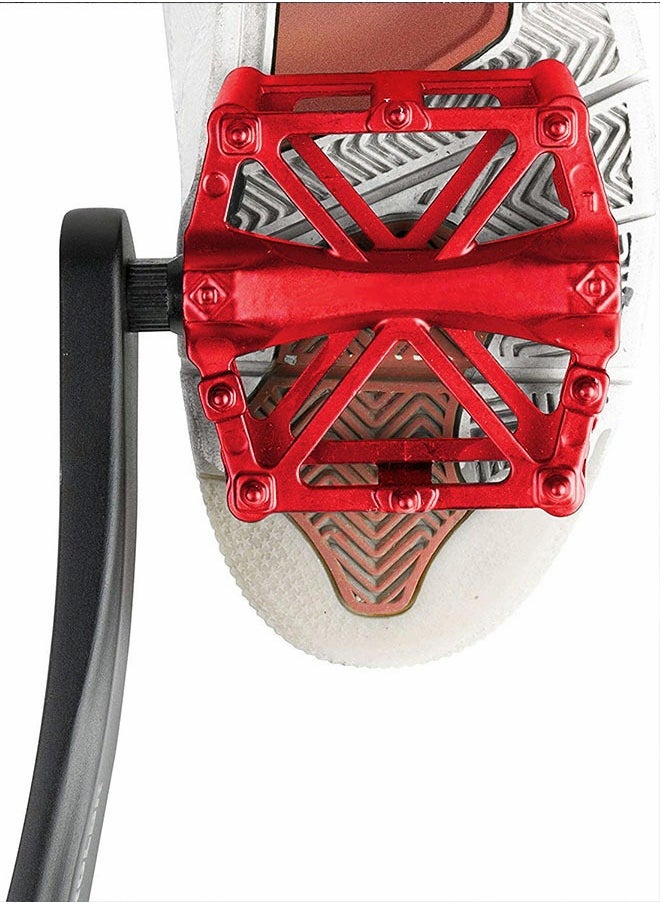 GROIC Mountain Road Bicycle Flat Bike Pedals 9/16 for MTB with 16 Anti-Skid Pins -Universal Lightweight Aluminum Alloy Platform Pedal-Red  - Image 2