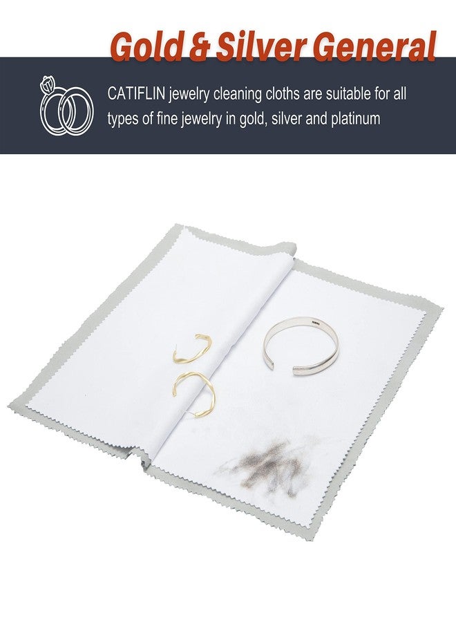 CATIFLIN 2pcs Multi-Layer Jewelry Cleaning Cloth, Large Silver Polishing Cloth, 100% Cotton Jewelry Polishing Cloths for Gold, Silver and Platinum Jewelry (Light Gray, 10 "X12) - Image 5