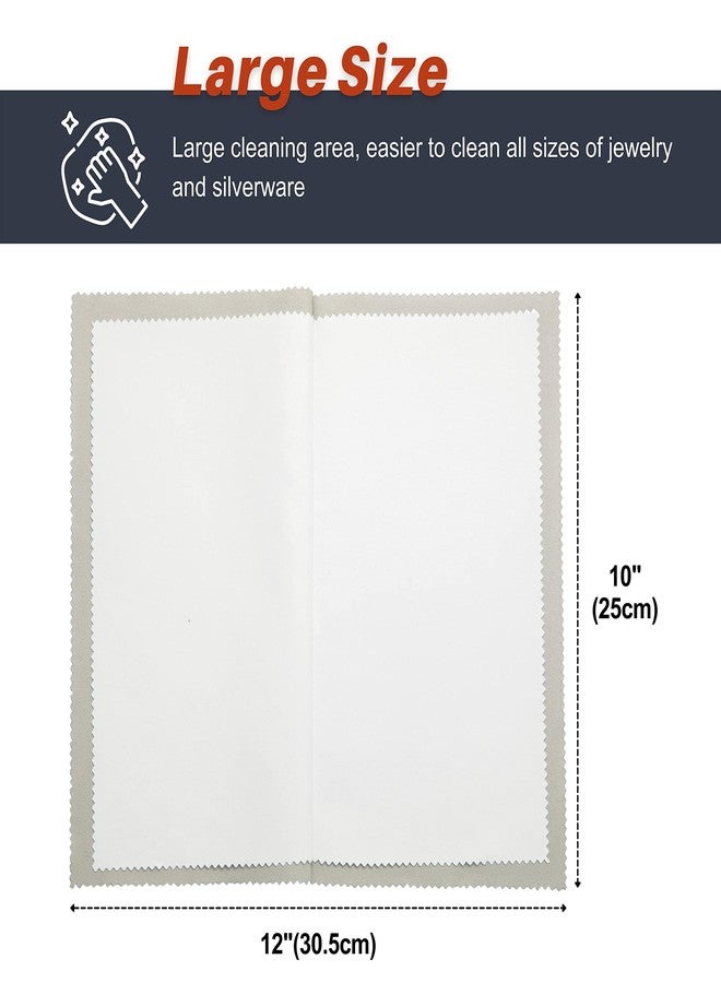 CATIFLIN 2pcs Multi-Layer Jewelry Cleaning Cloth, Large Silver Polishing Cloth, 100% Cotton Jewelry Polishing Cloths for Gold, Silver and Platinum Jewelry (Light Gray, 10 "X12) - Image 4