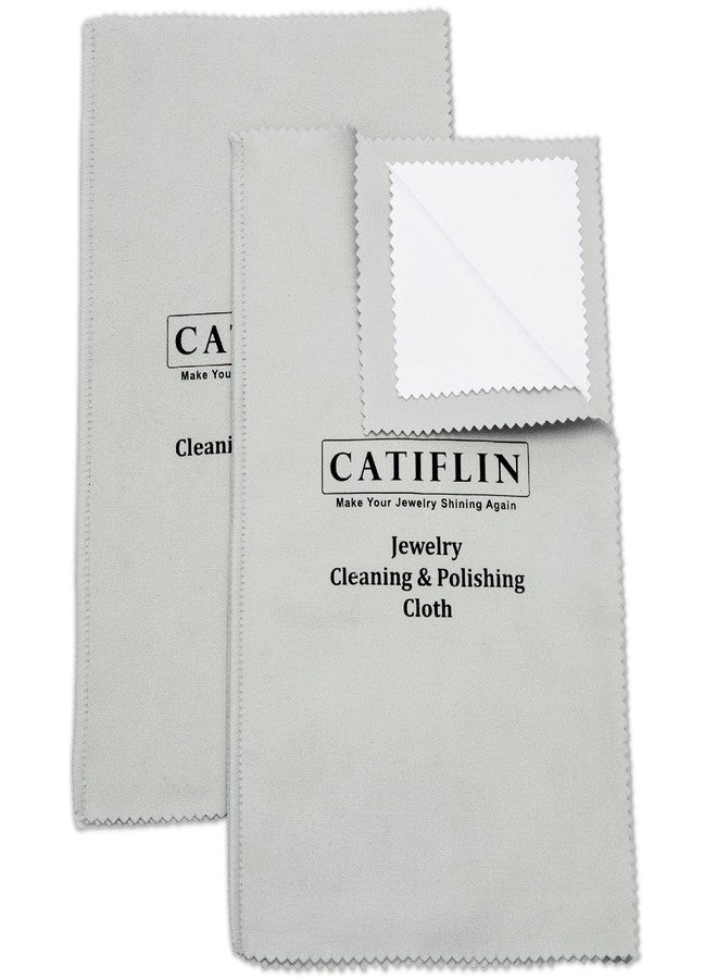 CATIFLIN 2pcs Multi-Layer Jewelry Cleaning Cloth, Large Silver Polishing Cloth, 100% Cotton Jewelry Polishing Cloths for Gold, Silver and Platinum Jewelry (Light Gray, 10 "X12) - Image 1