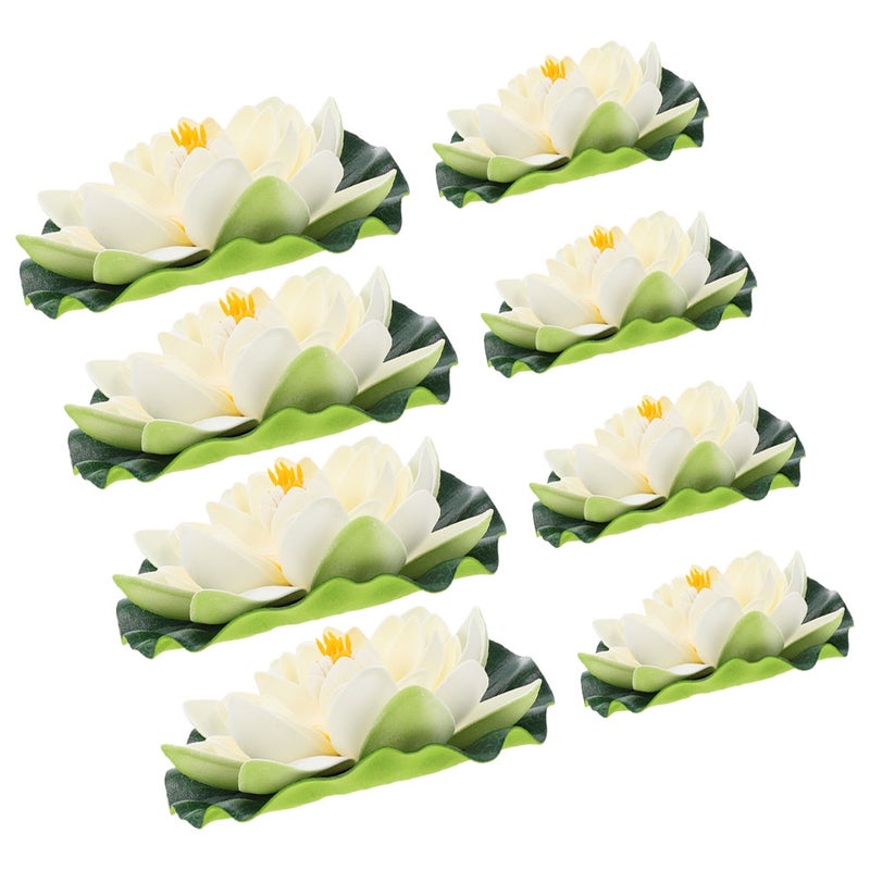 8pcs Floating Flowers For Pool: 17cm 10cm Artificial Flowers - Realistic Floating Pads For Fish Pond And Garden Decoration - Image 4