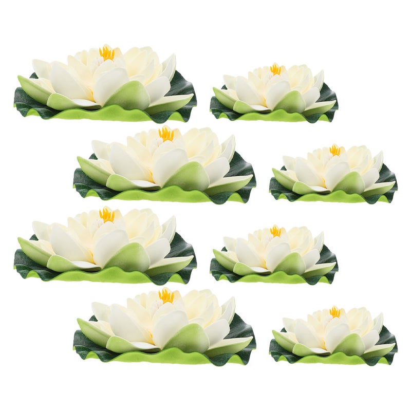 8pcs Floating Flowers For Pool: 17cm 10cm Artificial Flowers - Realistic Floating Pads For Fish Pond And Garden Decoration - Image 5