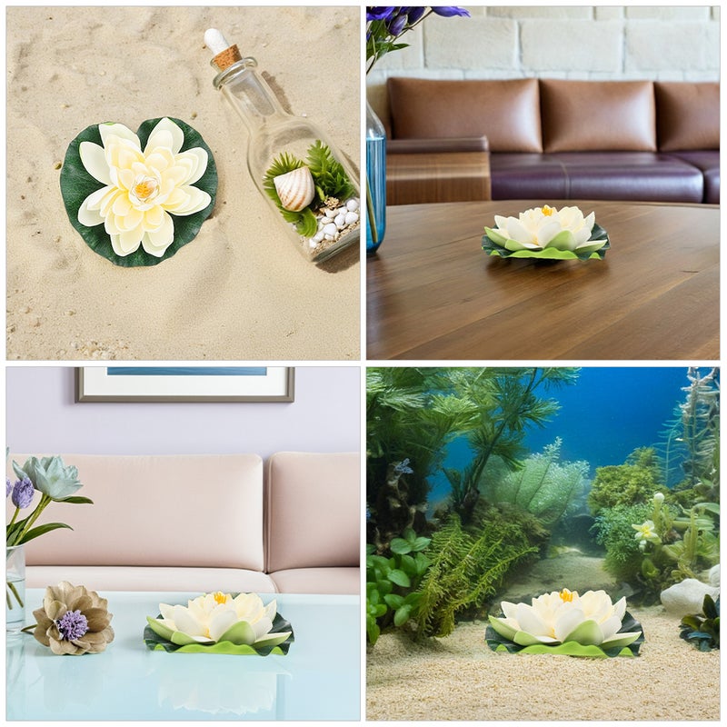 8pcs Floating Flowers For Pool: 17cm 10cm Artificial Flowers - Realistic Floating Pads For Fish Pond And Garden Decoration - Image 2