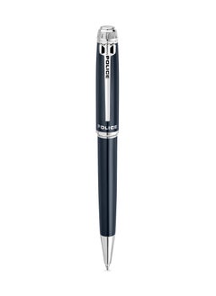 POLICE Aptos Blue Stainless Steel Twisted Closure Blue Ink Pen with Silver Trims  - Image 1