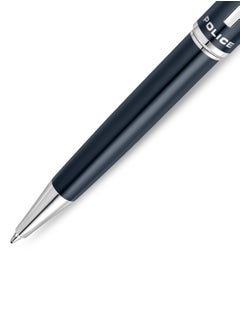 POLICE Aptos Blue Stainless Steel Twisted Closure Blue Ink Pen with Silver Trims  - Image 3