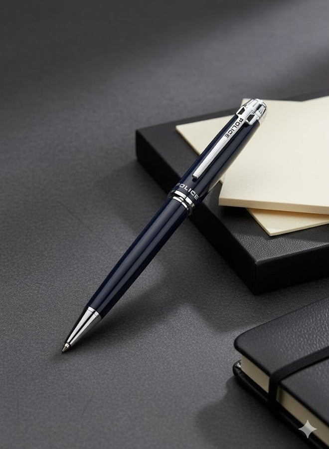 POLICE Aptos Blue Pen with Silver Trims 137mm - Image 4