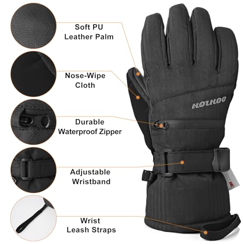 HOIHOO Ski Gloves, Waterproof Warm 3M Thinsulate Snow Gloves Touchscreen Cold Weather Winter Gloves Snowboard Glove Fits Both Men & Women - Image 3
