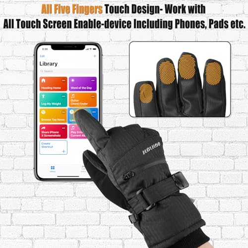 HOIHOO Ski Gloves, Waterproof Warm 3M Thinsulate Snow Gloves Touchscreen Cold Weather Winter Gloves Snowboard Glove Fits Both Men & Women - Image 4