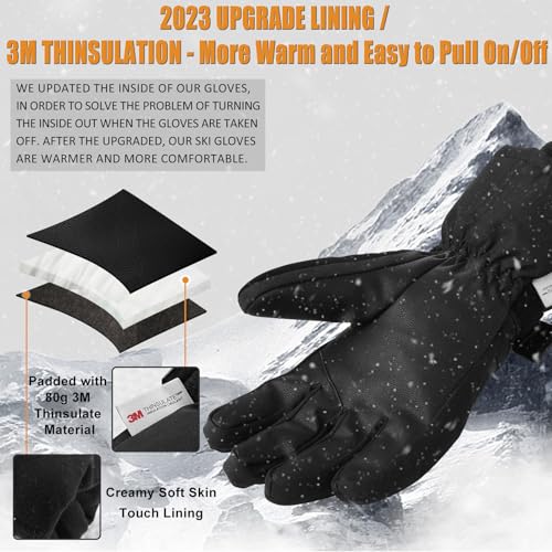 HOIHOO Ski Gloves, Waterproof Warm 3M Thinsulate Snow Gloves Touchscreen Cold Weather Winter Gloves Snowboard Glove Fits Both Men & Women - Image 5