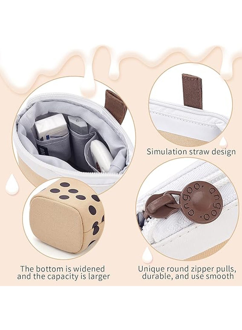 Lovely Pencil Case Standing Pen Holder Telescopic Makeup Pouch Pop Up Cosmetics Bag With Kawaii Smile Face Stationery Case Office Organizer Box For Kids Students Adults Girls Boys Gifts  (Brown)  - Image 4