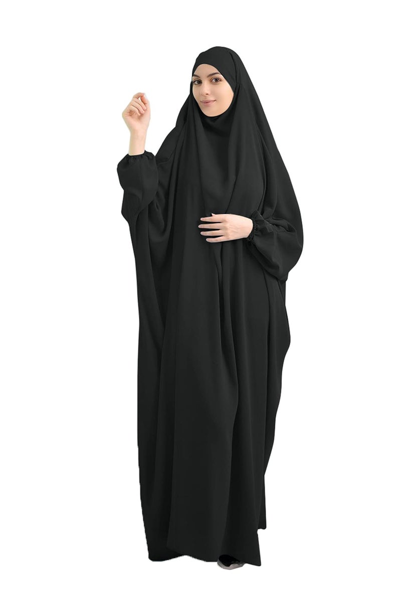 XINNI Women Muslim One-piece Loose Full Cover Long Dress One-size Overall Hijab Thobe Hooded Dress - Image 4